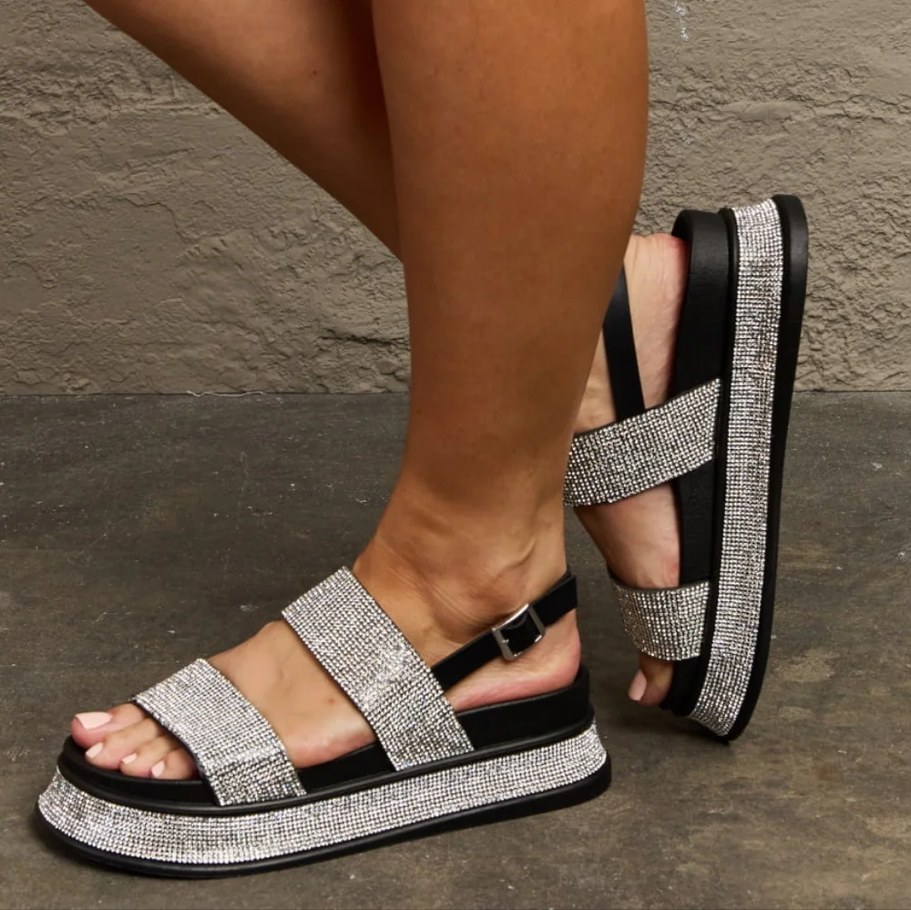 Rhinestone Platform Slingback Sandal